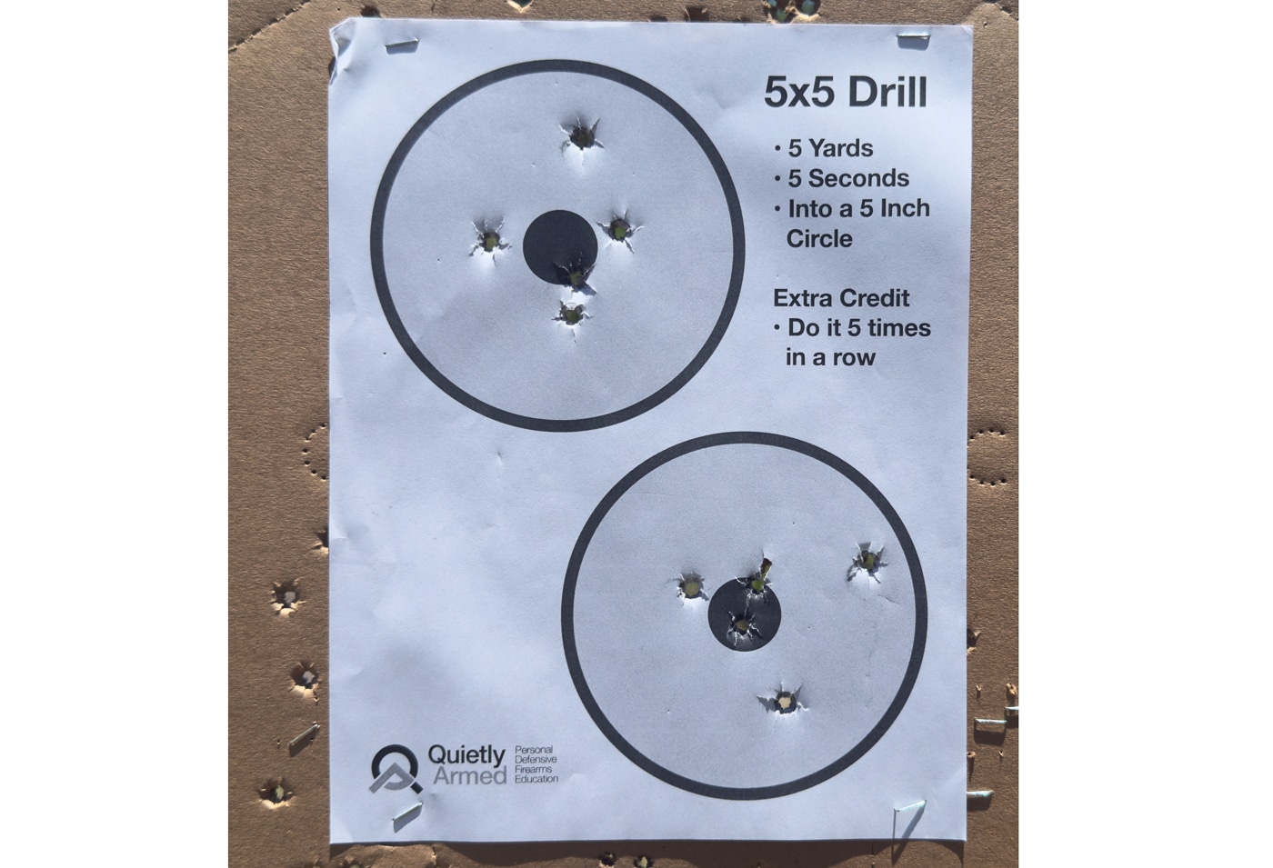 author paper target used in his 5x5 drill