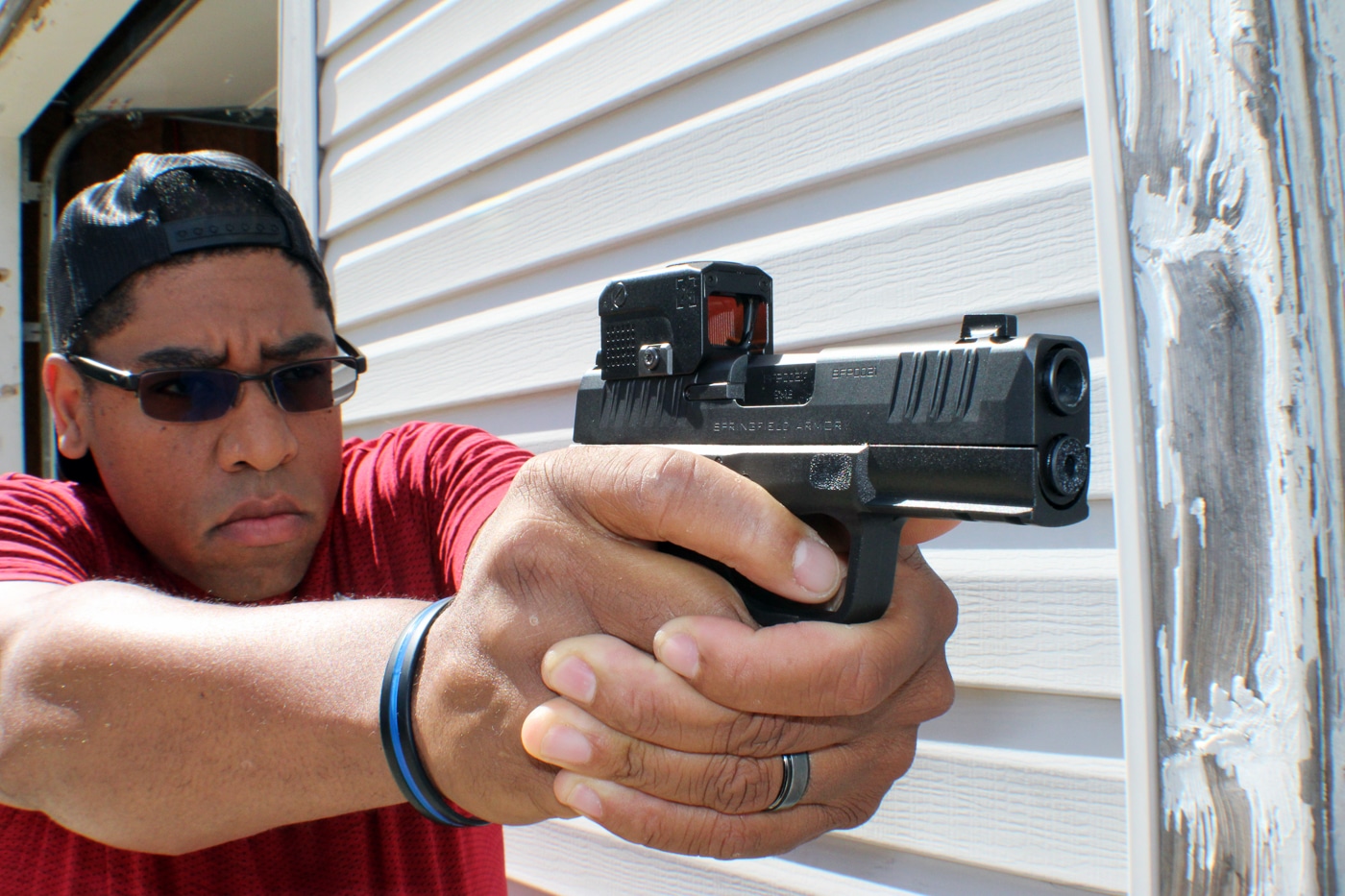 author testing the CORD PB-K red dot sight