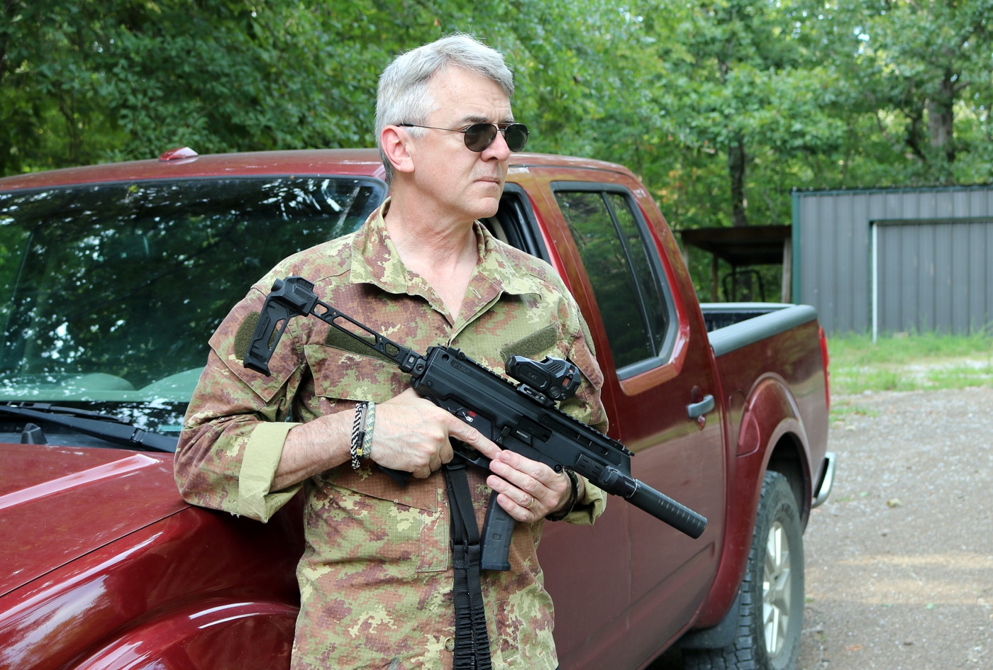 author with Springfield Kuna during testing of the firearm