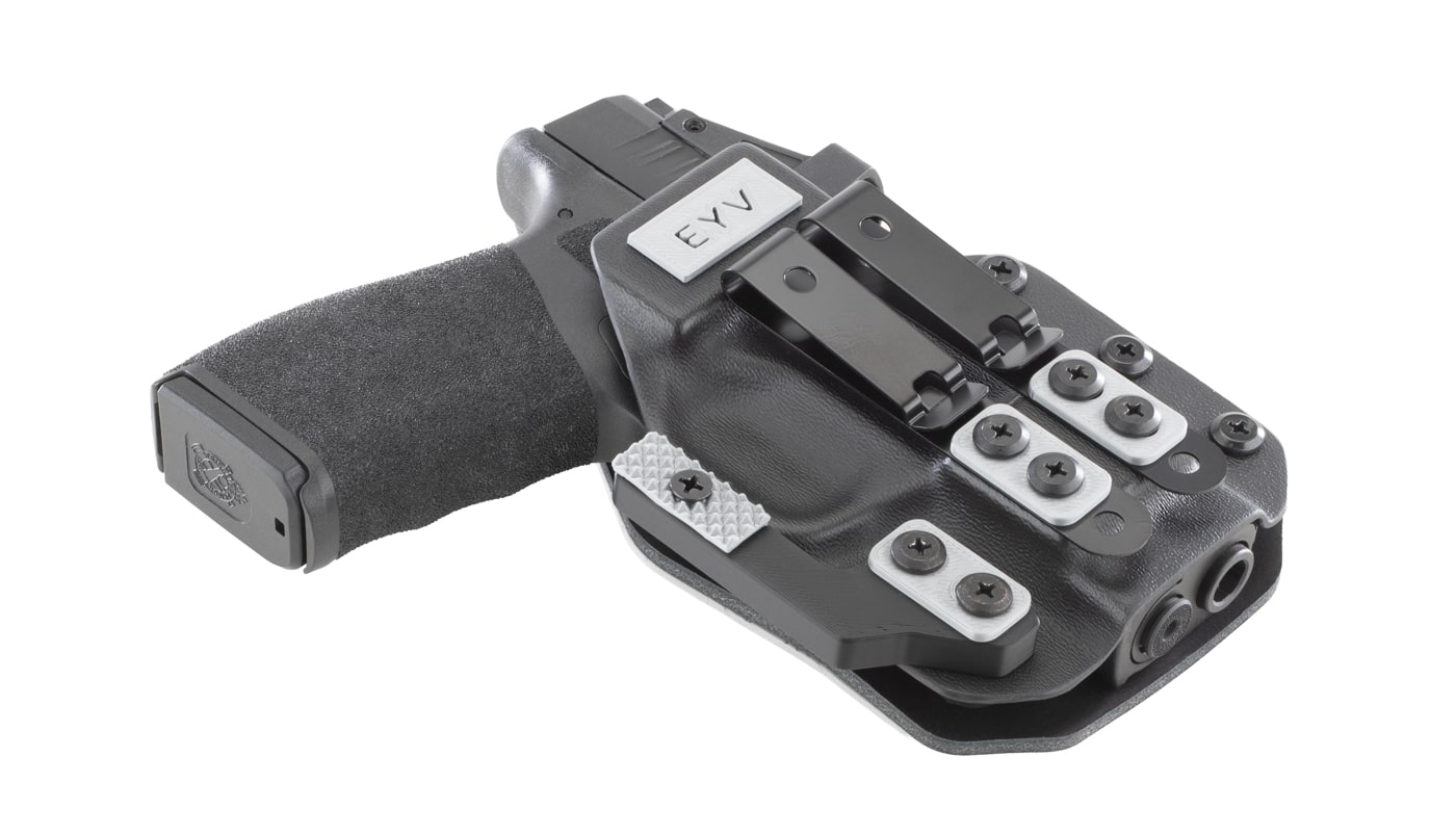 belt clip for attaching the EYV hybrid holster to the belt for concealed carry