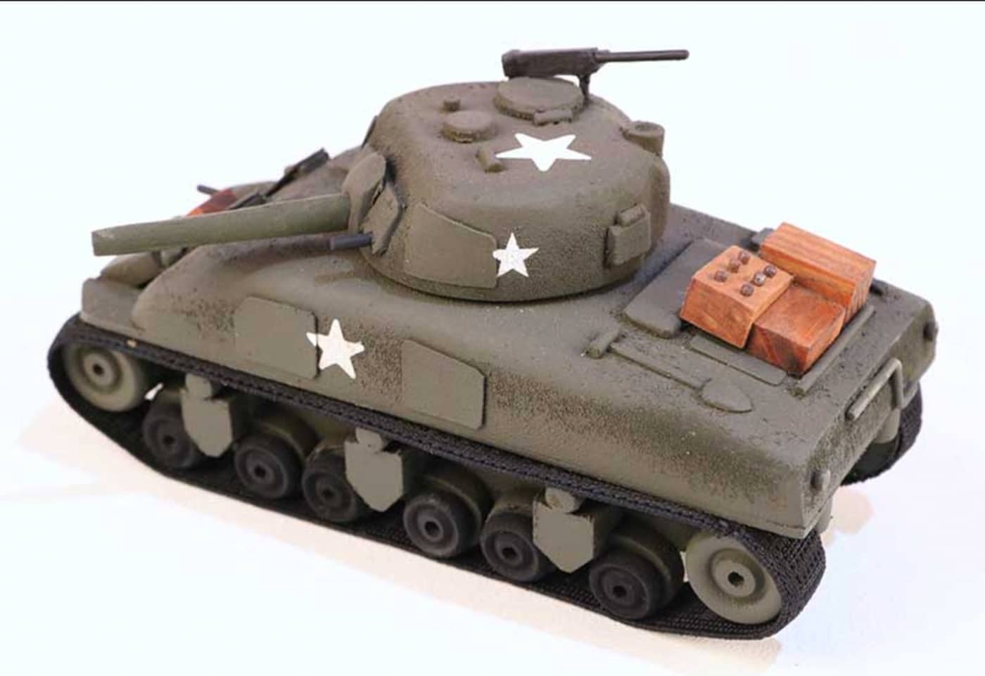 handmade US Sherman tank gifted by the author