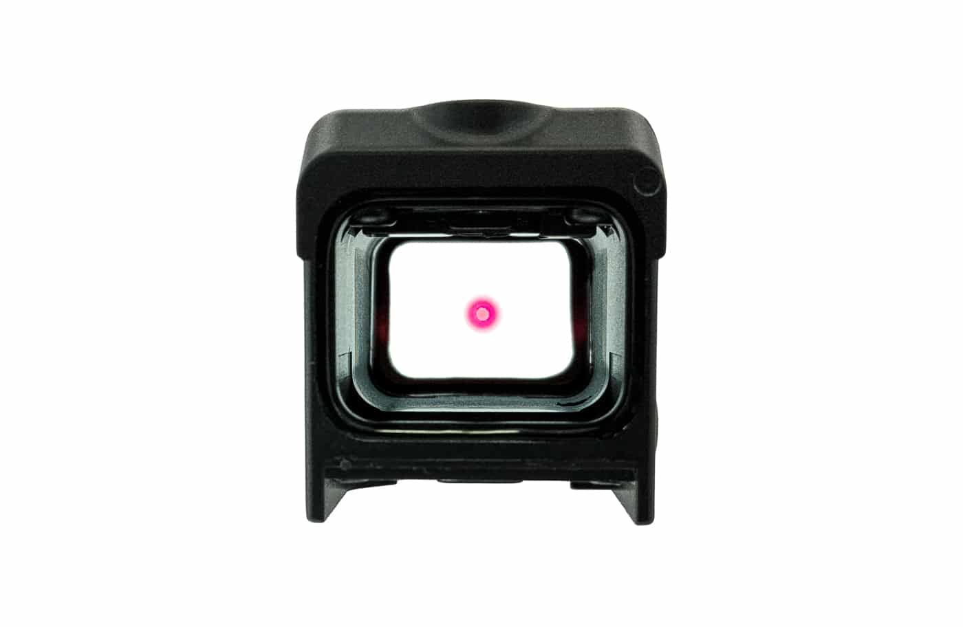 looking through the PB-K optic with the red dot reticle visible