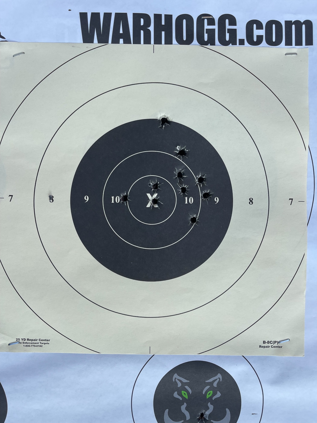 paper target showing duty gun performance