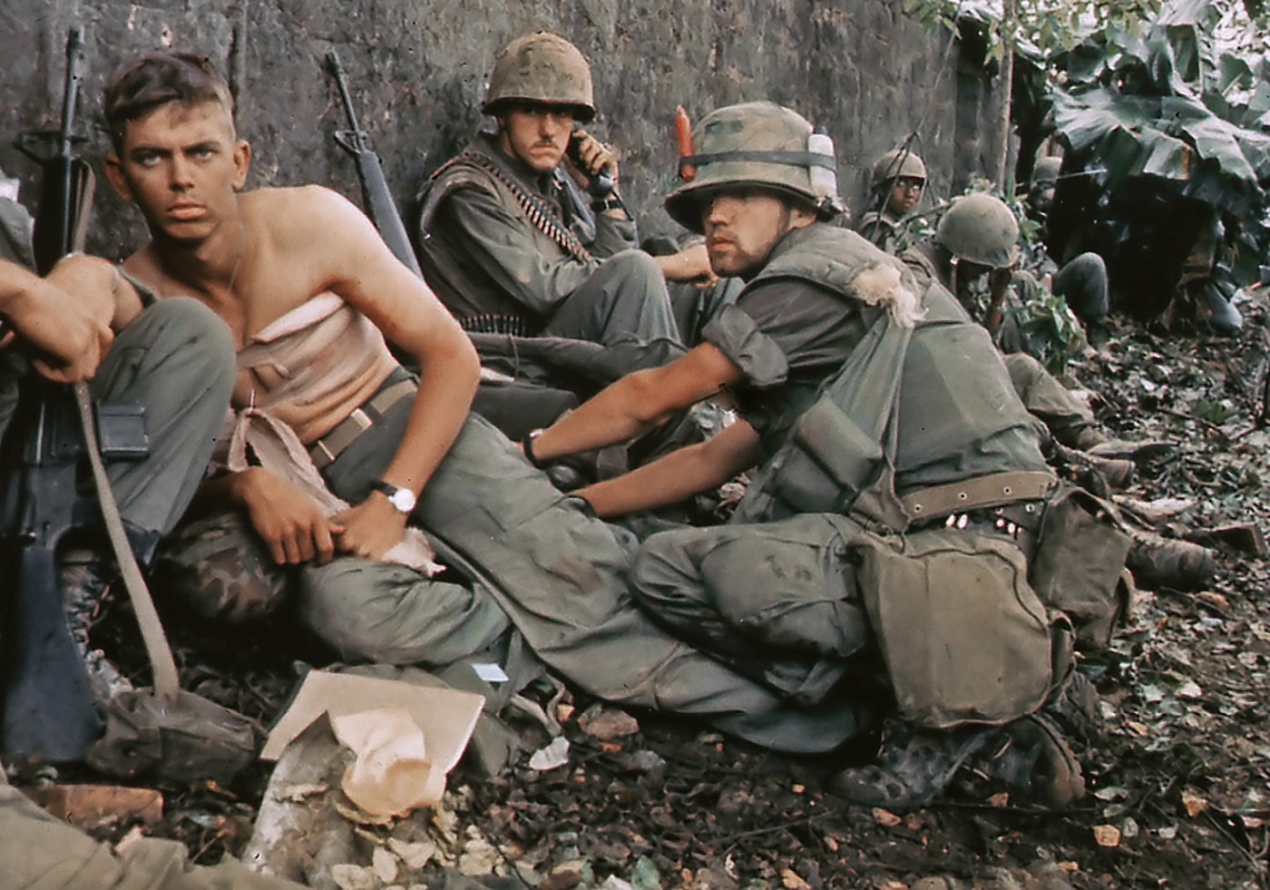 wounded US Marine treated during Battle of Hue City