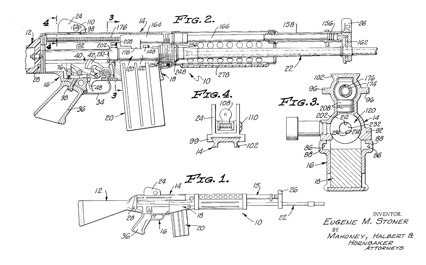Stoner 63 convertible gun patent drawing