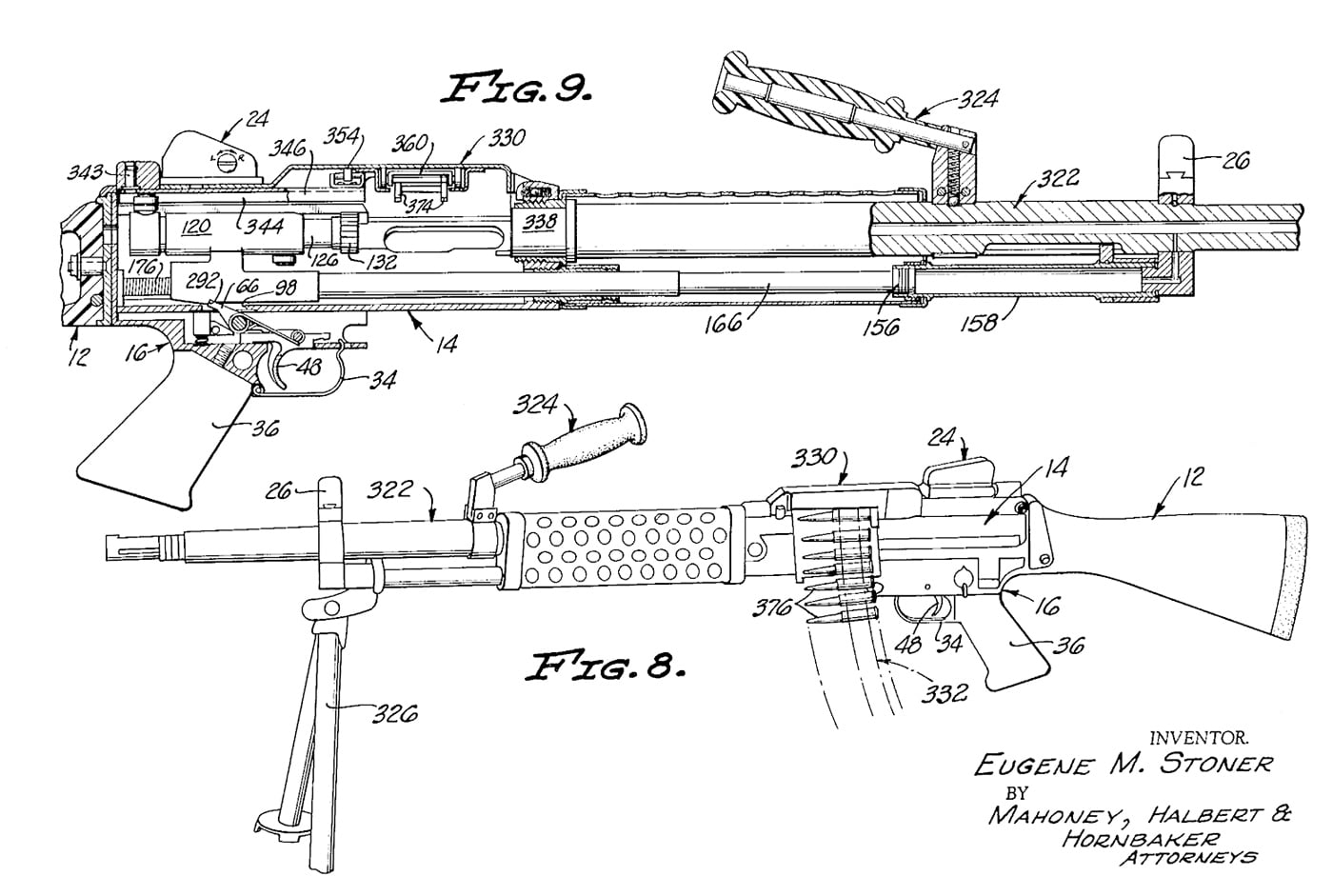 Stoner 63 in machine gun configuration patent drawing