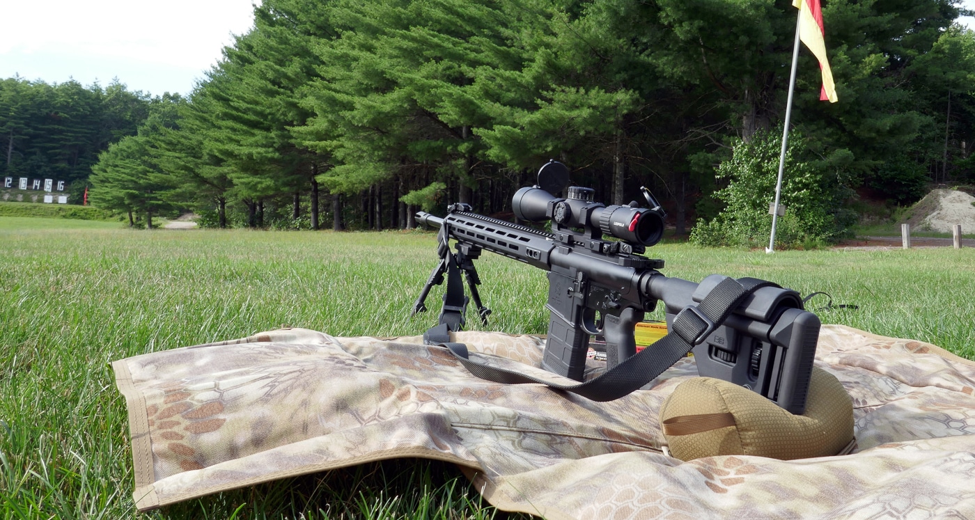 authors rifle on the shooting range for accuracy testing