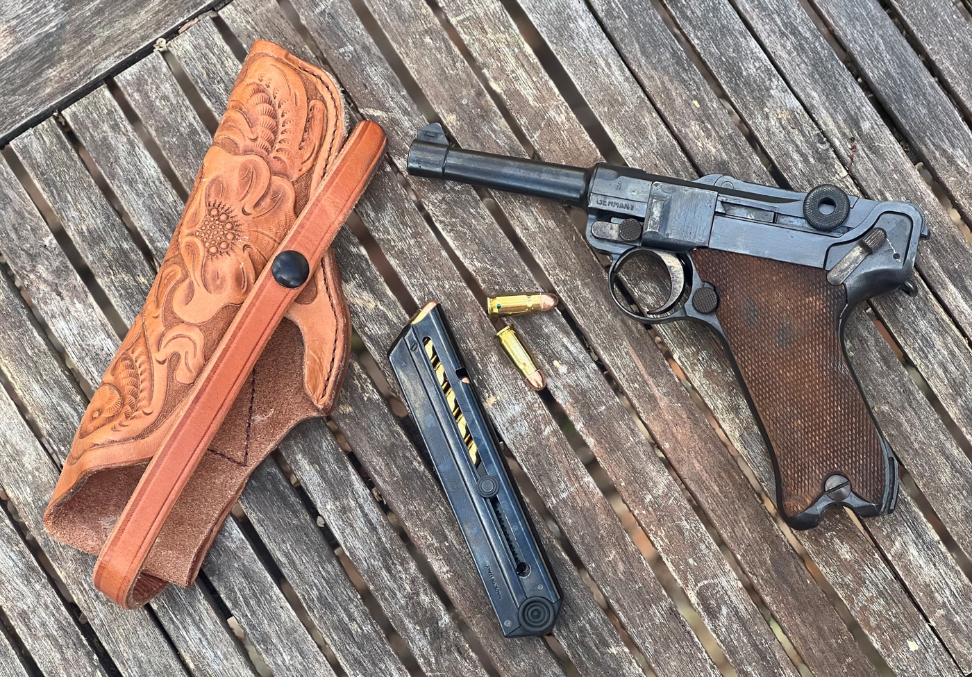 commercial Luger with leather holster
