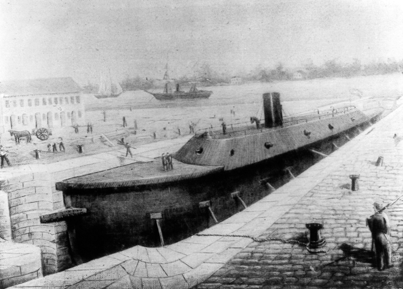 CSS Virginia conversion in dry dock