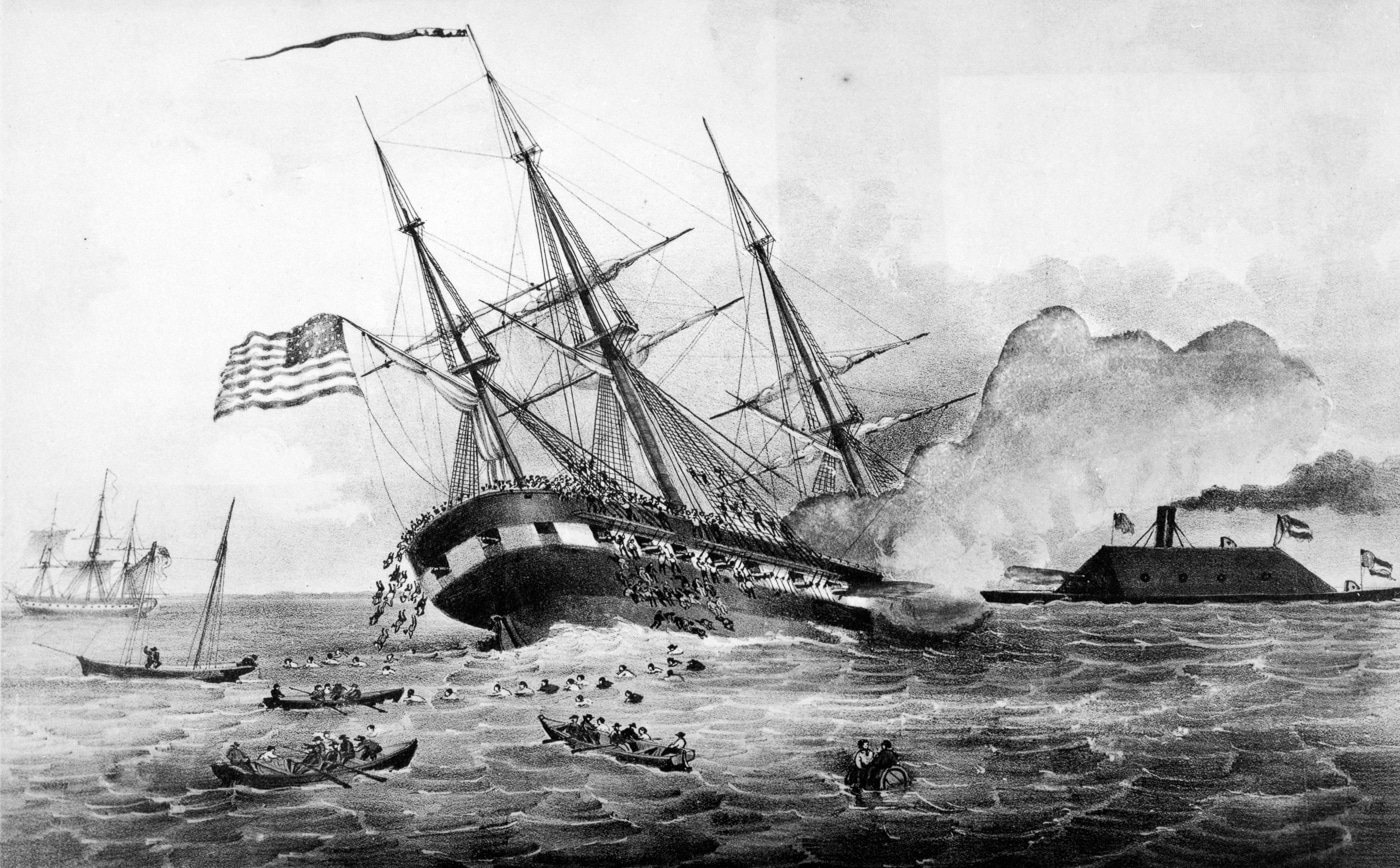 CSS Virginia sinks USS Cumberland