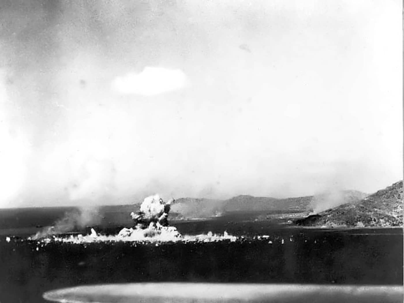 Japanese ammunition ship Aikoku Maru explodes during Operation Hailstone