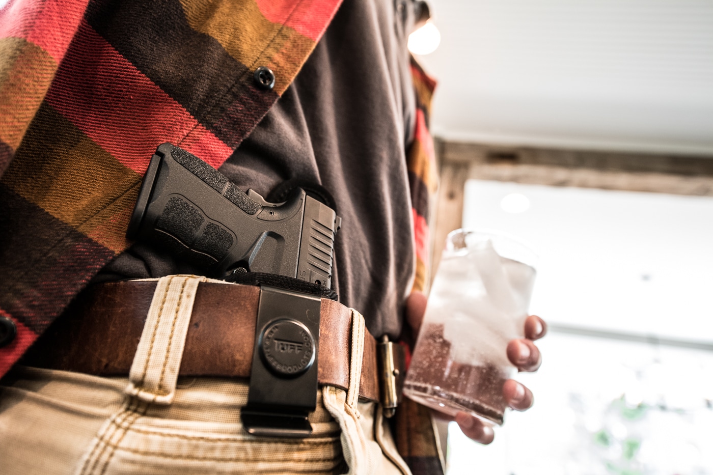 Springfield Armory XD-S Mod2 carried in a strong side IWB holster for personal protection