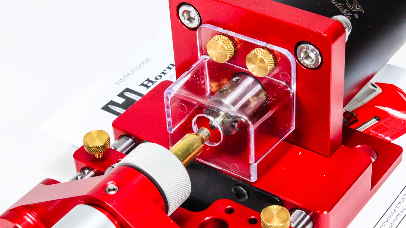 close up photo of the case trimmer in action during testing