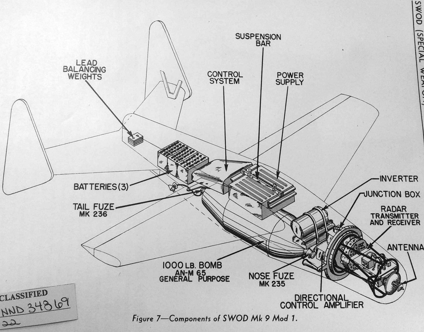engineering drawing of Bat glide bomb